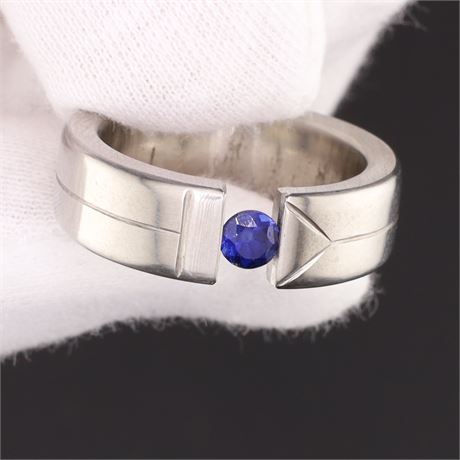 Ring synth. Stein / W57 / (Edel)Stahl / Ex-VK: 69,- € / 701-JWG