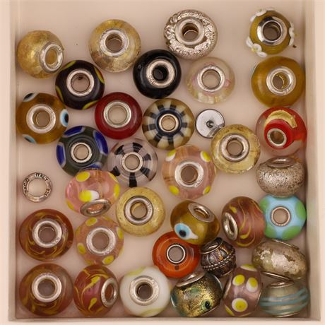 Konvolut Glasbeads - ca. 30 Stück / SI925 / Ex-VK: 270,- € / 2807-JWG