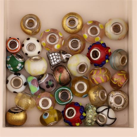 Konvolut Glasbeads - ca. 30 Stück / SI925 / Ex-VK: 270,- € / 2804-JWG