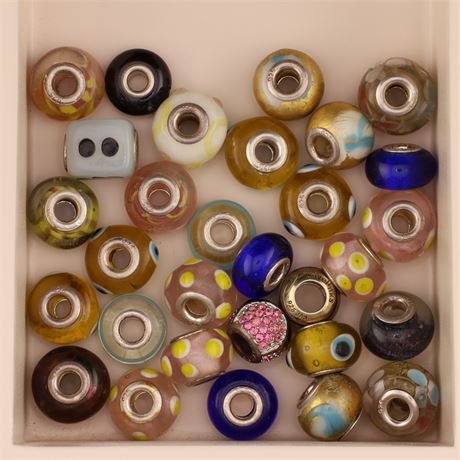 Konvolut Glasbeads - ca. 30 Stück / SI925 / Ex-VK: 270,- € / 2810-JWG