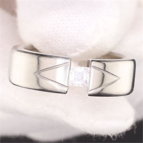 Ring synth. Stein / W58 / (Edel)Stahl / Ex-VK: 69,- € / 768-JWG