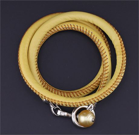 Armband Leder braun Perle / Ex-VK: 335,- € / 864-JWG