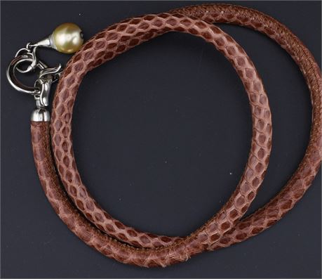 Armband Leder braun Perle / Ex-VK: 390,- € / 865-JWG