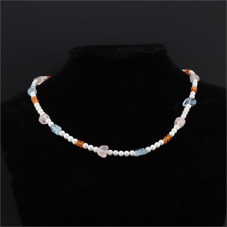 Collier ZP mit echten Steinen / Ex-VK: 139,- € / 637-JWG