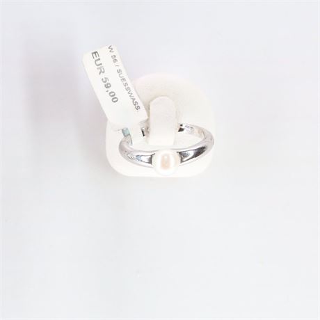 Ring mit Perle / W56 / SI925 / Ex-VK: 59,- € / 519-JWG