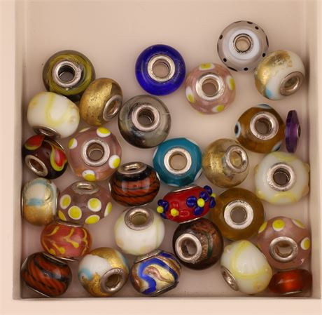 Konvolut Glasbeads - ca. 30 Stück / SI925 / Ex-VK: 270,- € / 2805-JWG