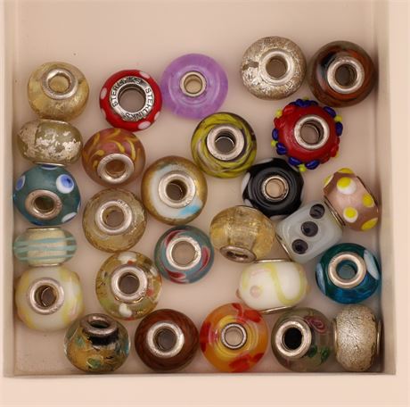 Konvolut Glasbeads - ca. 30 Stück / SI925 / Ex-VK: 270,- € / 2814-JWG