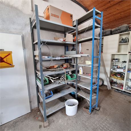 2 Stahl-Alu-Steckregale + Inhalt - ID: 144-REB