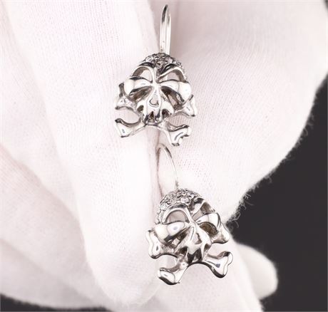 Ohrhaken Totenkopf, Silber 925 - ID: 1300-JWG