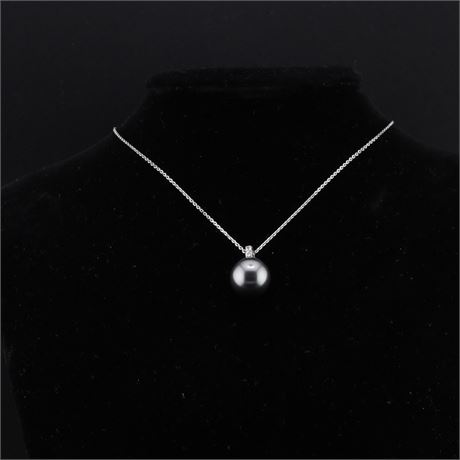 Collier Zirkonia Perle 12mm, Silber 925 - ID: 5235-JWG