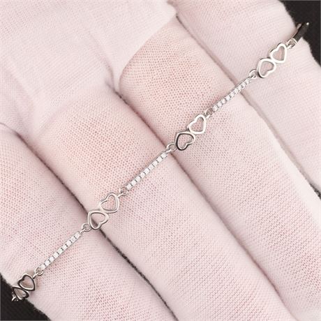 Armband Zirkonia Herz, Silber 925 - ID: 3800-JWG