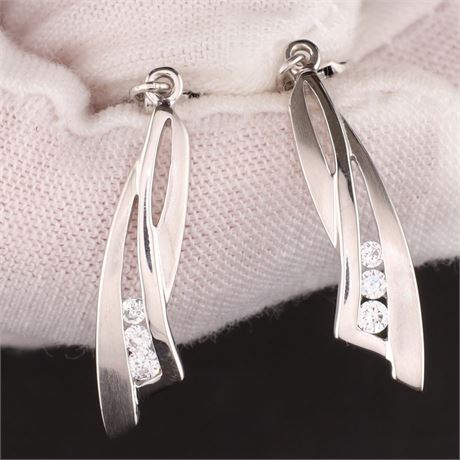 Ohrbouton Zirkonia hängend, Silber 925 - ID: 3871-JWG