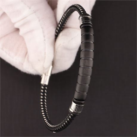 B-Armband ES 000 IP schw. 22 cm, Edelstahl - ID: 3948-JWG