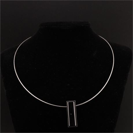 Halskette mit Keramikeinlage, Edelstahl - ID: 3966-JWG