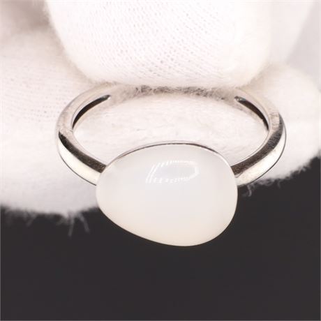 Ring weißer Stein, Silber 925, Weite 54 - ID: 1232-JWG