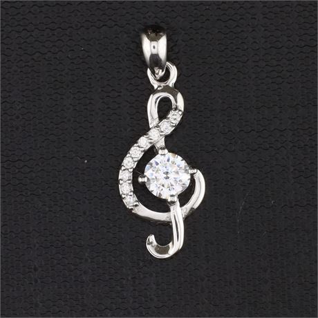 Anhänger Notenschlüss Zirkonia, Silber 925 - ID: 3851-JWG