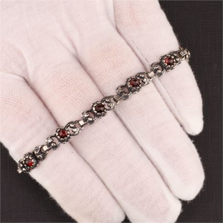 Armband Granat, Silber 925 - ID: 3945-JWG